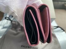 新品 希少 BALENCIAGA CASH MINI バレンシアガ キャッシュミニ 三つ折り財布 スパークリングピンク_画像3