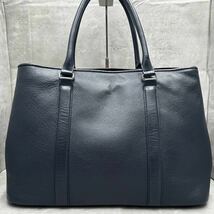 1円■最高級■ BARNEYS NEWYORK バーニーズニューヨーク メンズ ビジネスバッグ トートバッグ A4◎ PC◎ 大容量 肩掛け ネイビー 紺色_画像3