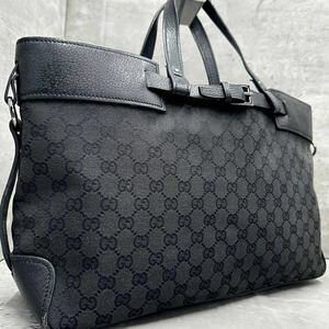 GUCCI グッチ メンズ GGキャンバス GG柄 ベルト トートバッグ ビジネスバッグ ハンドバッグ 肩掛け A4◎ PC◎ 大容量 通勤