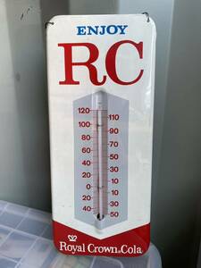 Vintage Enjoy RCロイヤルクラウンコーラメタルサイン温度計