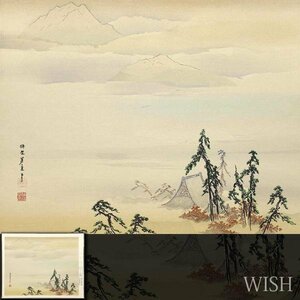 【真作】【WISH】狩野芳崖「東山眺望図」木版画 約8号 　　〇重文に『悲母観音』 別号松隣・勝海 #22062902