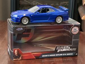 Jada DIE-CAST 1/32 FAST&FURIOUS BRIAN S NISSAN SKYLINE (BNR34) ワイルドスピード ブライアン スカイライン 97185 