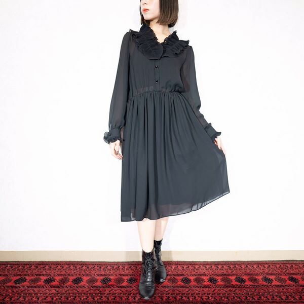 EU VINTAGE MISTER ANT FRILL DESIGN ONE PIECE MADE IN ENGLAND/ヨーロッパ古着フリルデザインワンピース