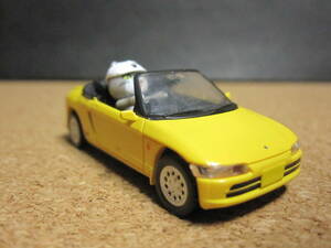 ☆ホンダ ビート 初代 PP1型(カーニバルイエロー) ＋運転手に仕事猫：ミニカー☆トイズキャビン☆「1/64 Honda BEAT」☆美品☆