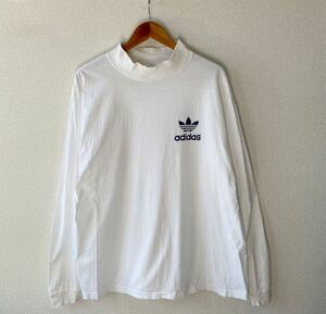 90s adidas モックネック 長袖 Tシャツ XL アディダス ロゴ ロンT 