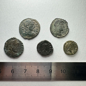 【古代ローマコイン】AE4フォリス クリーニング済 ブロンズコイン 銅貨 フォリス 5枚まとめてロット(g3Dey4STVC)