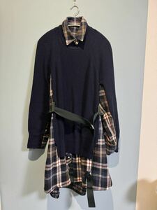 sacai チェック　ニット　ワンピース