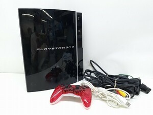 M227-N37-152 SONY ソニー PlayStation3 PS3 CECHL00 本体+コントローラー HORI ホリパッド3 ミニ クリアレッド 通電確認済 現状品③