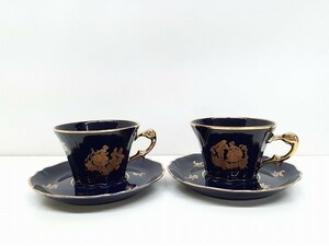 M253-N36-661 LIMOGES CASTLE リモージュキャッスル カップ＆ソーサー ペアア2客 洋食器 コーヒーカップ 現状品③