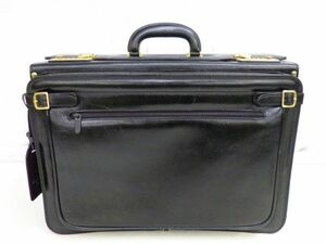 O014-N34-813 Pierre Cardin ピエールカルダン レザー ブラック ハンドバッグ 旅行カバン メンズ 現状品①