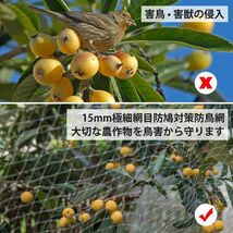 【送料無料】鳥よけネット ベランダ 防鳥ネット 透明色で視界や日差しを遮らない 15mm極細網目で小型な鳥たちの侵入防止 カラス 鳩_画像4