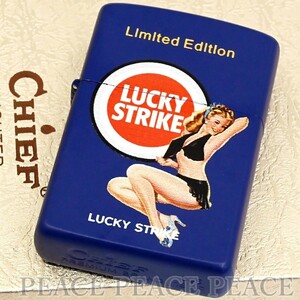 CHIEF abroad limitated model Lucky Strike girl navy oil lighter 