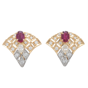  as good as new K18 platinum 900 earrings ruby 1.90ct diamond 0.80ct 0.84 8.1g