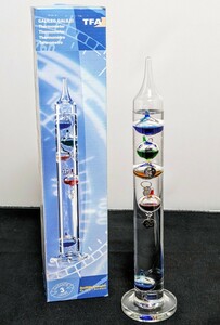 ガリレオ 温度計 18度〜26度　ガラス シリンダー 置物 インテリア デザイン 28.5cm　(12165