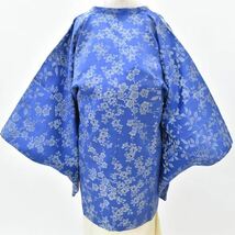 1円 道行コート アンティーク 正絹 青系 橘文様 昭和レトロ 同梱可 【kimonomtfuji】 1nfuji42291_画像2