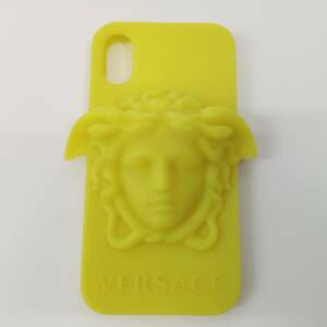 【355】★最終価格★美品★ Versace ヴェルサーチ iPhone アイフォン X 10 ケース スマホ シリコン 黄色 イエロー 蛍光 モチーフ ブランド