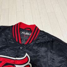 4★ 古着 FUBU フブ ブルゾン ジャケット ビッグロゴ ワッペン L メンズ ブラック レッド_画像3