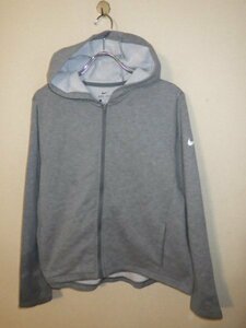 z3551NIKE★ナイキ★DRI-FIT★ロゴプリント★スエットジップパーカー★サイズL★グレー★人気★激安