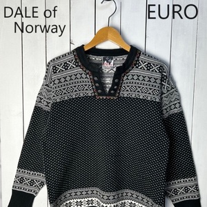 DALE of Norway ノルディック柄&バーズアイ コットンニットセーター S　黒 オールド ヨーロッパ ユーロ 北欧 ダーレオブノルウェー ●236