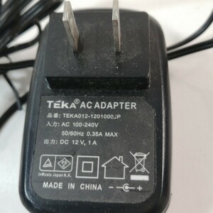 AC アダプターTEKA ACアダプター TEKA012-1201000JP DC12V 1A 1.0A 通電確認済