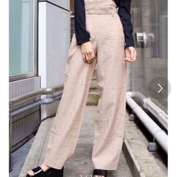EMODA ストレートパンツ ベージュ ストライプ M