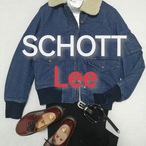 ★新品・メンズ★コラボ商品　SCHOTT　×　Lee　デニムジャケット　青　M