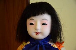 市松人形 鳴き人形 日本人形 美登里 48cm 着物 旧家蔵出し 骨董 古美術