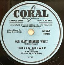 TERESA BREWER CORAL Bell Bottom Blues/ Our Heart Breaking Waltz_画像2
