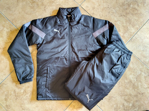  unused goods! puma( Puma )na leather ta windbreaker top and bottom set size S black 658188/658189