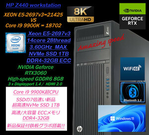 1台限定★新品RTX3060搭載!!superゲーミング＆4K動画編集超高性能マシン★新品超高速NVMeSSD1TB(5年保証)＆DDR4-32GB＆超高速core i9超xeon