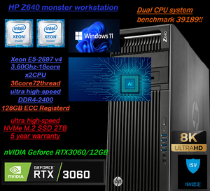 超特価★新品RTX3060/12GB搭載!!画像生成Ai＆4K動画編集最適★超爆速Core i9-11900K超!!怒涛の72CPU/余裕のDDR4-128GB/大容量NVMeSSD2TB