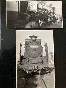 昭和鉄道写真：名古屋機関区のD51 663[名古屋]/2景。1959年頃撮影。11.7×7.7㎝/5.6×11.7㎝。