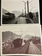 昭和鉄道写真：中央西線木曽福島駅のD51 265など2景。1972年撮影。8.4×11.4㎝/7.7×11.1㎝。_画像1