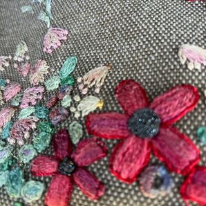 手造りトートバック　花柄刺繍