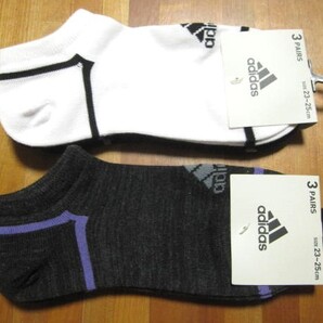 *送料無料*新品*アディダス*23-25㎝*スニーカーソックス3足×2*①*ブラックグレーネイビーホワイト*adidas*