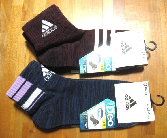 *送料無料*新品*アディダス*23-25㎝*ソックス3足×2*⑥*Deo*消臭・破れにくい・ワイドヒール・つま先かかと補強*adidas*