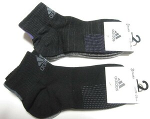 *送料無料*新品*アディダス*23-25㎝*ソックス3足×２*①*ブラックグレー系*adidas*