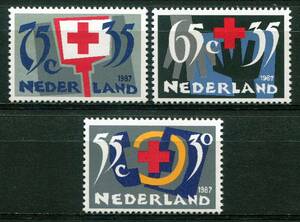 1306◇オランダ　1987年　赤十字　3種完　NH