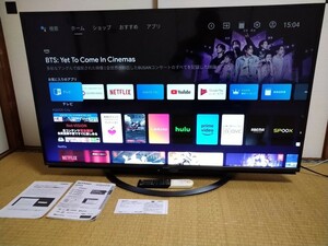 SHARP　シャープ　AQUOS　4T-C50AJ1 4 k　アンドロイドTV 低反射パネル　4K-Master アップコンバート　フロントオープン サウンドシステム