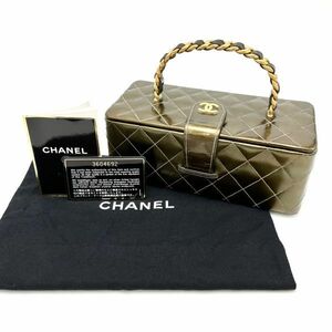 美品 CHANEL シャネル マトラッセ ココマーク ミラー付 エナメル パテント レザー チェーン ハンド バニティ バッグ D1229H