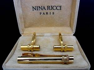 ◎№4552◎■④■ニナリッチ【NINA RICCI】【ゴールド】■カフス＆ネクタイピン セット♪