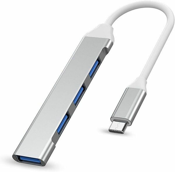 Type Cハブ 超小型USB ハブUSB 3.0 4in1 5Gbps高速データ転送USB3.0/2.0ポート（シルバー）