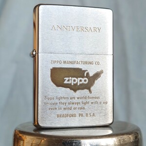 1111円～ ZIPPO 美品 80年代 ANNIVERSARY MANUFACTURING CO 1989年製 フラットトップ ジッポ 1932 ヴィンテージ レプリカ SILVER Color