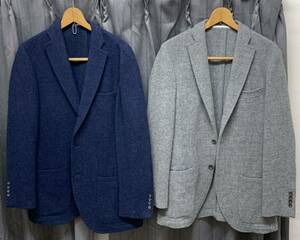 2着セット★美品！HILTON×RING JACKET ヒルトン リングジャケット ウールジャケット サイズL L ネイビー グレー メンズ　JKT 紺 hilton