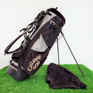 稀少 Callaway×OGIO キャロウェイ オジオ スタンド式 キャディバッグ 5分割 枠周約77cm :カラーブラック×シルバー フードあり YM19