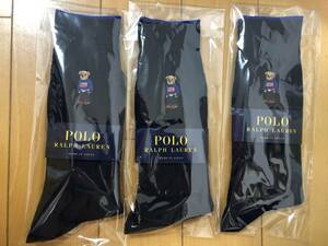 送料込 新品 POLO 靴下 ポロ ラルフローレン メンズ ソックス 紳士 3足セット 25-27cm 濃紺