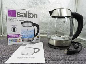 【新品】SALTON★電気ケトル GK2077 LED 色の変化で温度が確認できる！ 大容量1.7L 箱／説明書付★未使用品「管理№NR543」