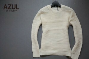 新品▼AZUL BY MOUSSY タック編み クルーネック ニット/L