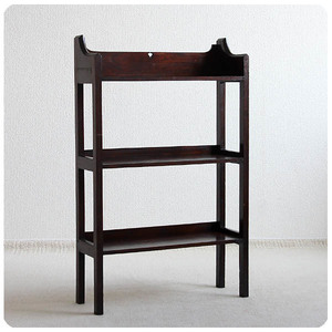  England antique book shelf bookcase old tree oak material storage furniture [ open rack ]P-069