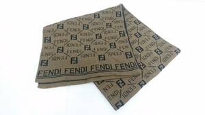 【USED品】FENDI フェンディ ロゴ マフラー/ズッカ/約35×143cm/ウール×アクリル素材/04KO121101-6